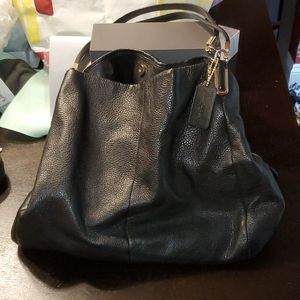 Coach distressed leather large hobo bag